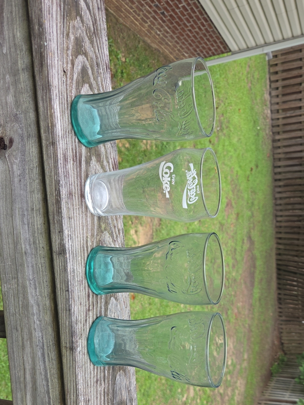 Coca Cola Aqua and Clear Glass Vase Collection